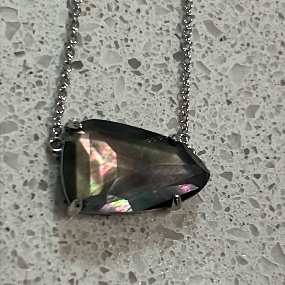 Kendra Scott ISLA Silver Necklace with Stone Pendant